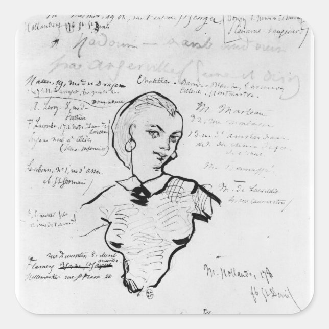 Portrait of Jeanne Duval Square Sticker (Front)