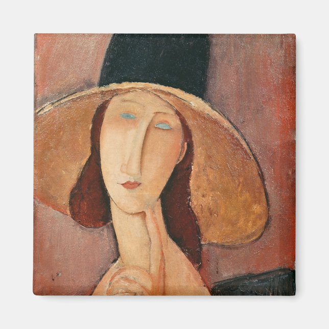 Portrait of Jeanne Hebuterne in a large hat Magnet (Front)