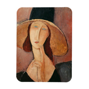 Portrait of Jeanne Hebuterne in a large hat Magnet
