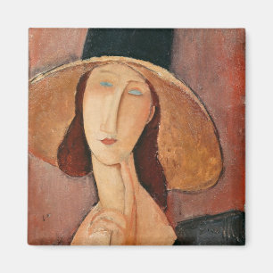Portrait of Jeanne Hebuterne in a large hat Magnet
