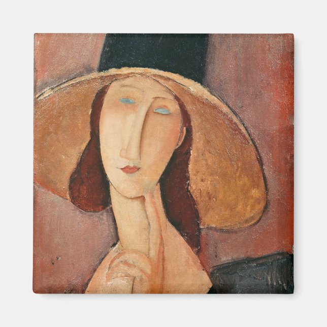 Portrait of Jeanne Hebuterne in a large hat Magnet (Front)