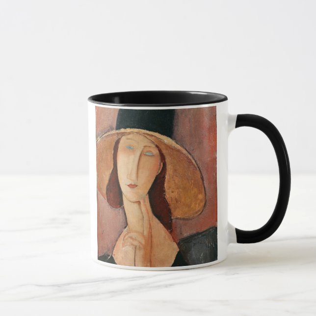 Portrait of Jeanne Hebuterne in a large hat Mug (Right)