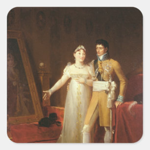 Portrait of Jerome Bonaparte and his wife Square Sticker