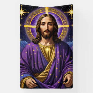 Portrait of Jesus Christ Christmas Banner