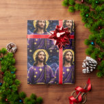 Portrait of Jesus Christ Christmas Wrapping Paper<br><div class="desc">As the world immerses itself in the joyous festivities of Christmas, a profound sense of serenity and hope emanates from the radiant figure of Jesus Christ. His presence, transcending the boundaries of time and faith, serves as a beacon of divine benevolence, illuminating the hearts of all who seek solace and...</div>