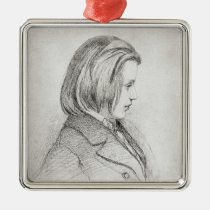 Portrait of Johanes Brahms  aged Twenty, 1853 Metal Tree Decoration