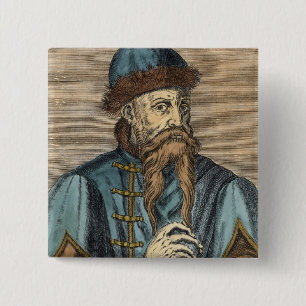 Portrait of Johannes Gutenberg 2 15 Cm Square Badge