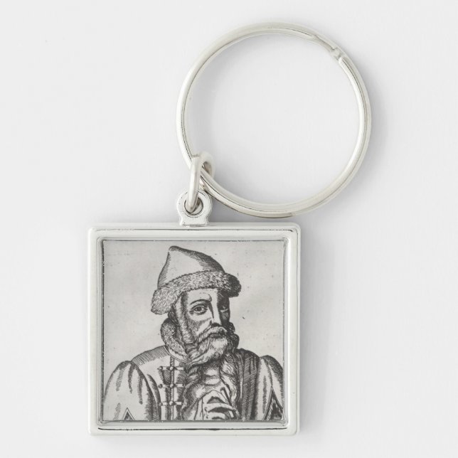 Portrait of Johannes Gutenberg Key Ring (Front)