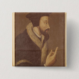 Portrait of John Calvin 15 Cm Square Badge