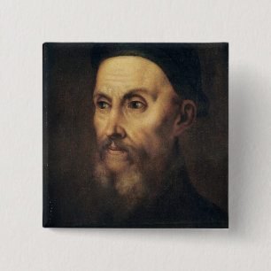 Portrait of John Calvin 15 Cm Square Badge