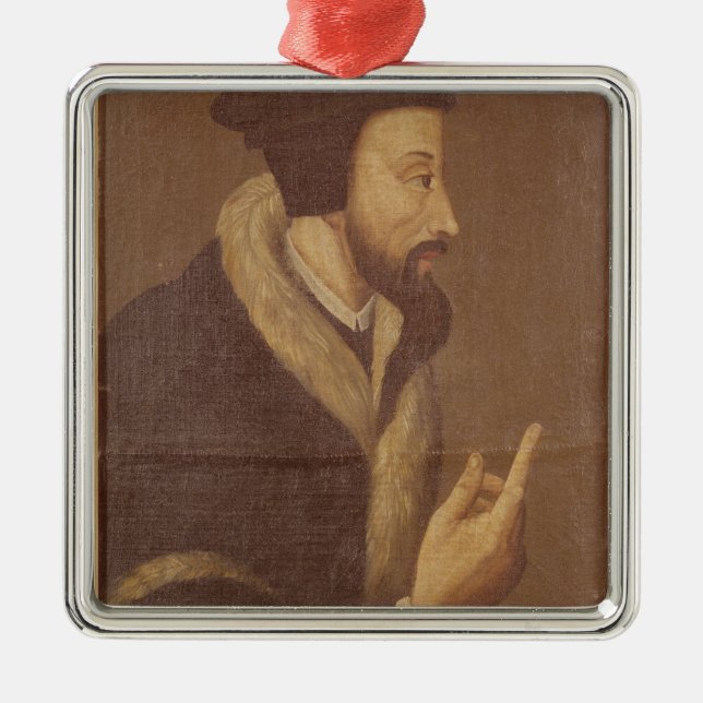 Portrait of John Calvin Metal Tree Decoration (Front)