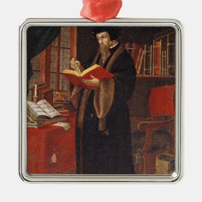 Portrait of John Calvin Metal Tree Decoration (Front)