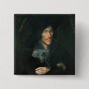 Portrait of John Donne, c.1595 15 Cm Square Badge