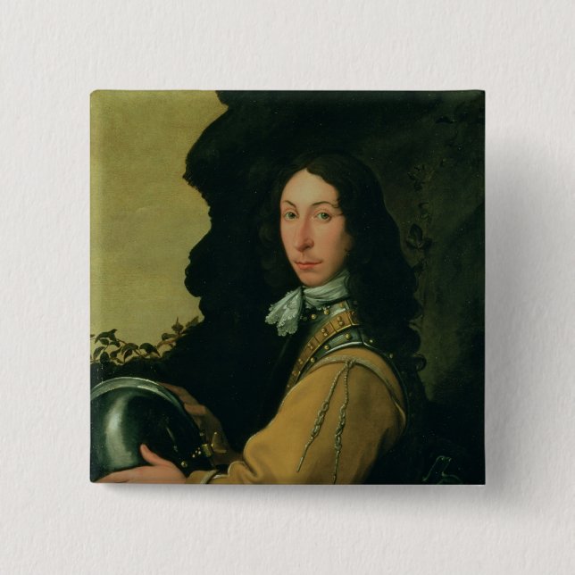 Portrait of John Evelyn 15 Cm Square Badge (Front)