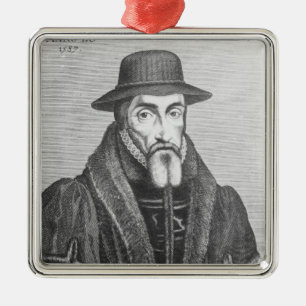Portrait of John Foxe  English martyrologist Metal Tree Decoration
