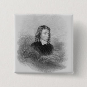 Portrait of John Milton (1608-74) engraved by the 15 Cm Square Badge