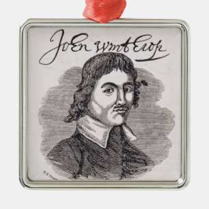Portrait of John Winthrop Metal Tree Decoration