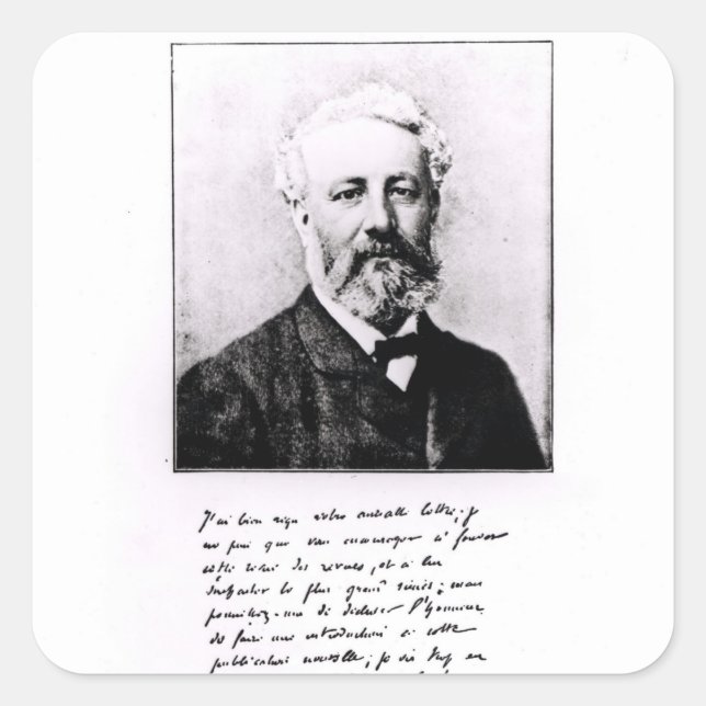 Portrait of Jules Verne Square Sticker (Front)