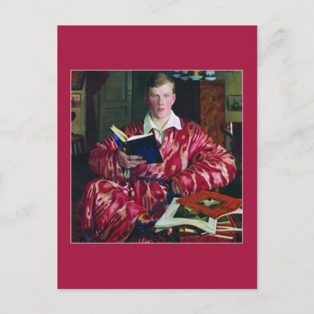 Portrait of K. B. Kustodiev by Boris Kustodiev Postcard (Front)