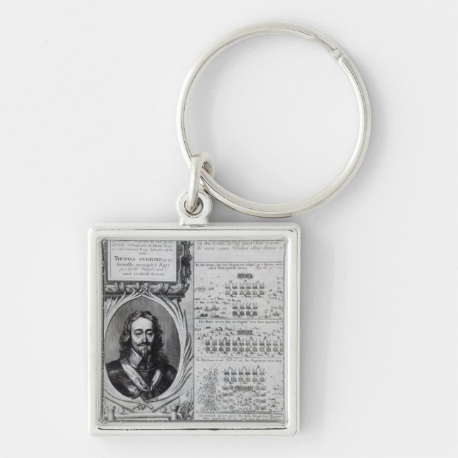 Portrait of King Charles I with diagrams Key Ring (Front)