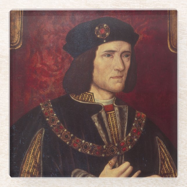 Portrait of King Richard III Glass Coaster (Front)