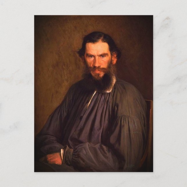 Portrait of Leo Tolstoy (by Ivan Kramskoi, 1873) Postcard (Front)