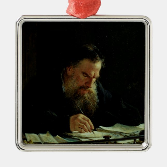 Portrait of Lev Tolstoy Metal Tree Decoration (Front)