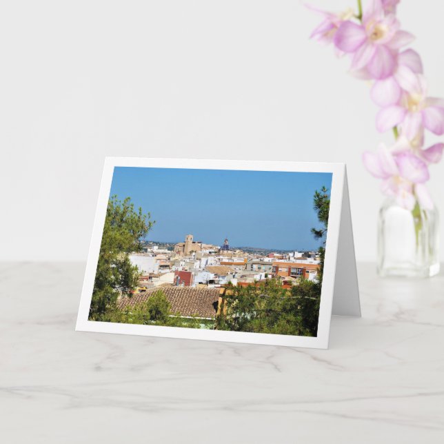 Portrait of Lliria Town in Valencia, Spain Card (Orchid)