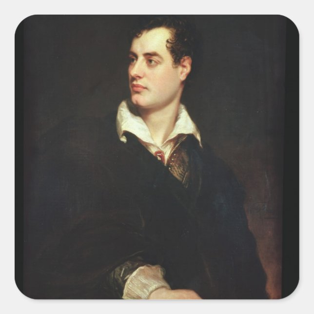 Portrait of Lord Byron (1788-1824) (oil on canvas) Square Sticker (Front)