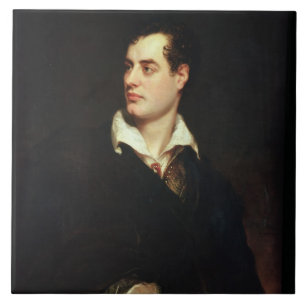 Portrait of Lord Byron (1788-1824) (oil on canvas) Tile