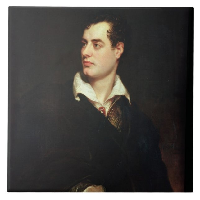 Portrait of Lord Byron (1788-1824) (oil on canvas) Tile (Front)
