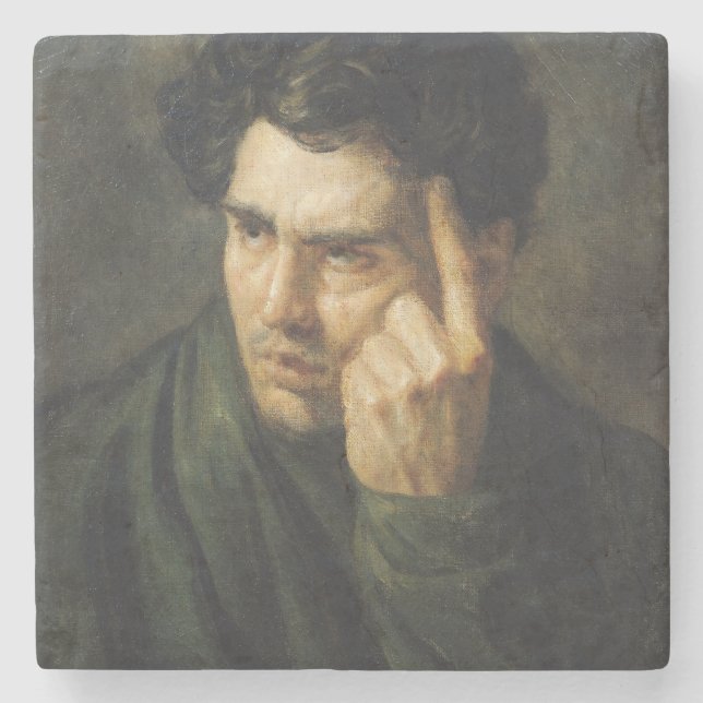 Portrait of Lord Byron Stone Coaster (Front)