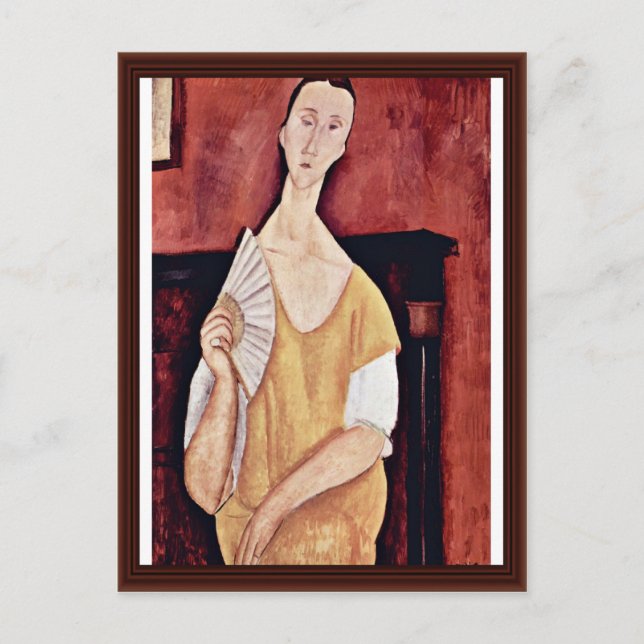 Portrait Of Lunia Czechowska With Fan Postcard (Front)