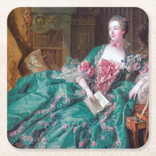 Portrait of Madame Pompadour, Boucher, 1756 Square Paper Coaster