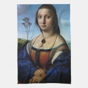 Portrait of Maddalena Doni by Raphael Sanzio Tea Towel