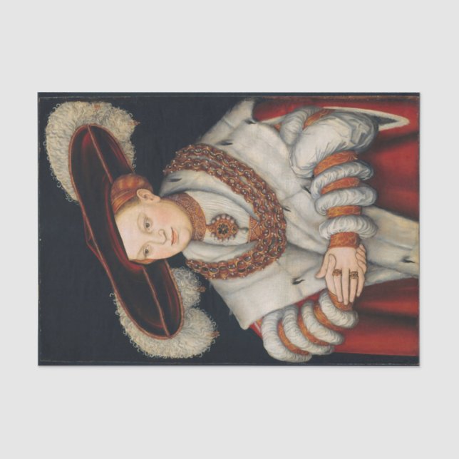 Portrait of Magdalena of Saxony by Lucas Cranach   Tissue Paper (Front)