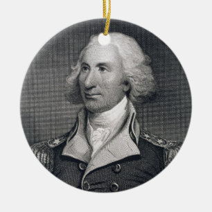 Portrait of Major General Philip Schuyler, engrave Ceramic Tree Decoration