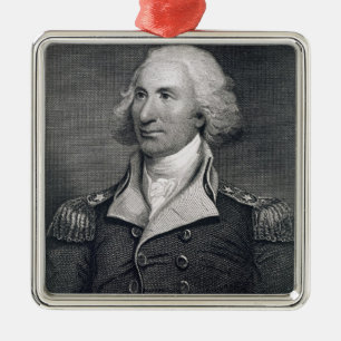 Portrait of Major General Philip Schuyler, engrave Metal Tree Decoration