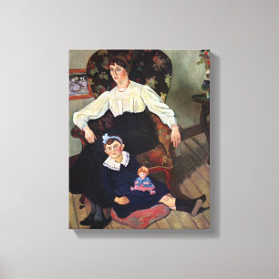 Portrait of Marie Coca and her Daughter, 1913 Canvas Print
