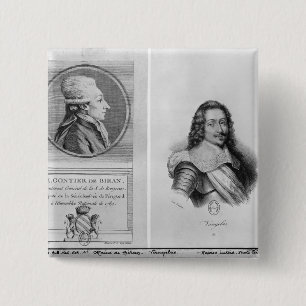 Portrait of Marie Francois Gontier de Biran 15 Cm Square Badge
