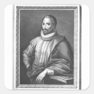 Portrait of Miguel de Cervantes Saavedra Square Sticker