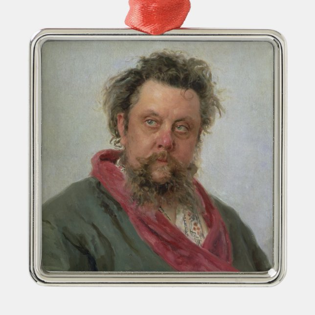 Portrait of Modest Petrovich Moussorgsky  1881 Metal Tree Decoration (Front)