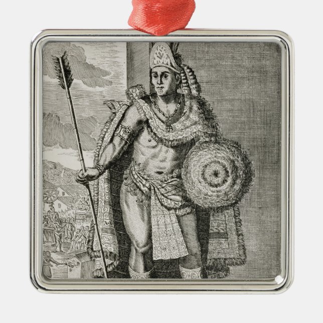 Portrait of Montezuma II Metal Tree Decoration (Front)