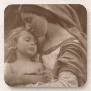 Portrait of mother and child (sepia photo) coaster