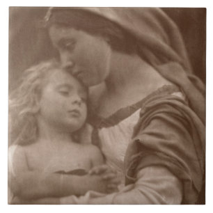 Portrait of mother and child (sepia photo) tile
