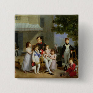 Portrait of Napoleon Bonaparte with his Nephews 15 Cm Square Badge