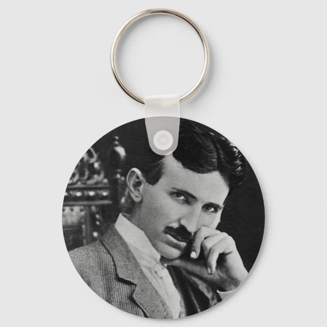 Portrait of Nikola Tesla Key Ring (Front)