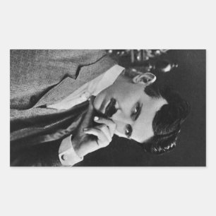 Portrait of Nikola Tesla Rectangular Sticker