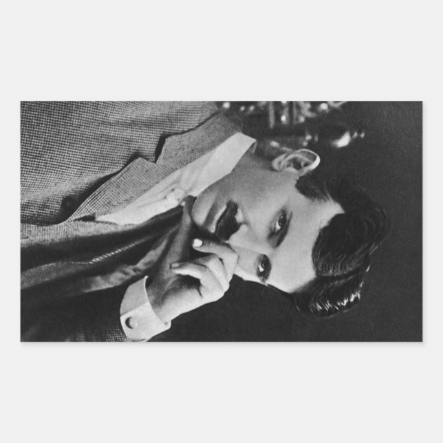 Portrait of Nikola Tesla Rectangular Sticker (Front)