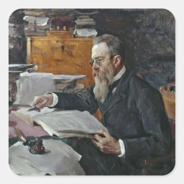 Portrait of Nikolai Andreyevich Rimsky-Korsakov Square Sticker (Front)